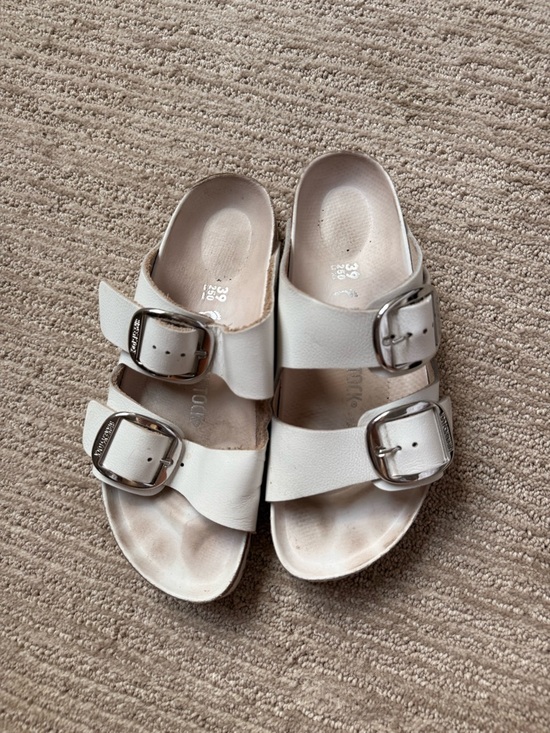 Birkenstock Shoes - Birkenstock White Double Buckle Sandals